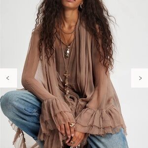 Free People Sheer Frill Blouse
